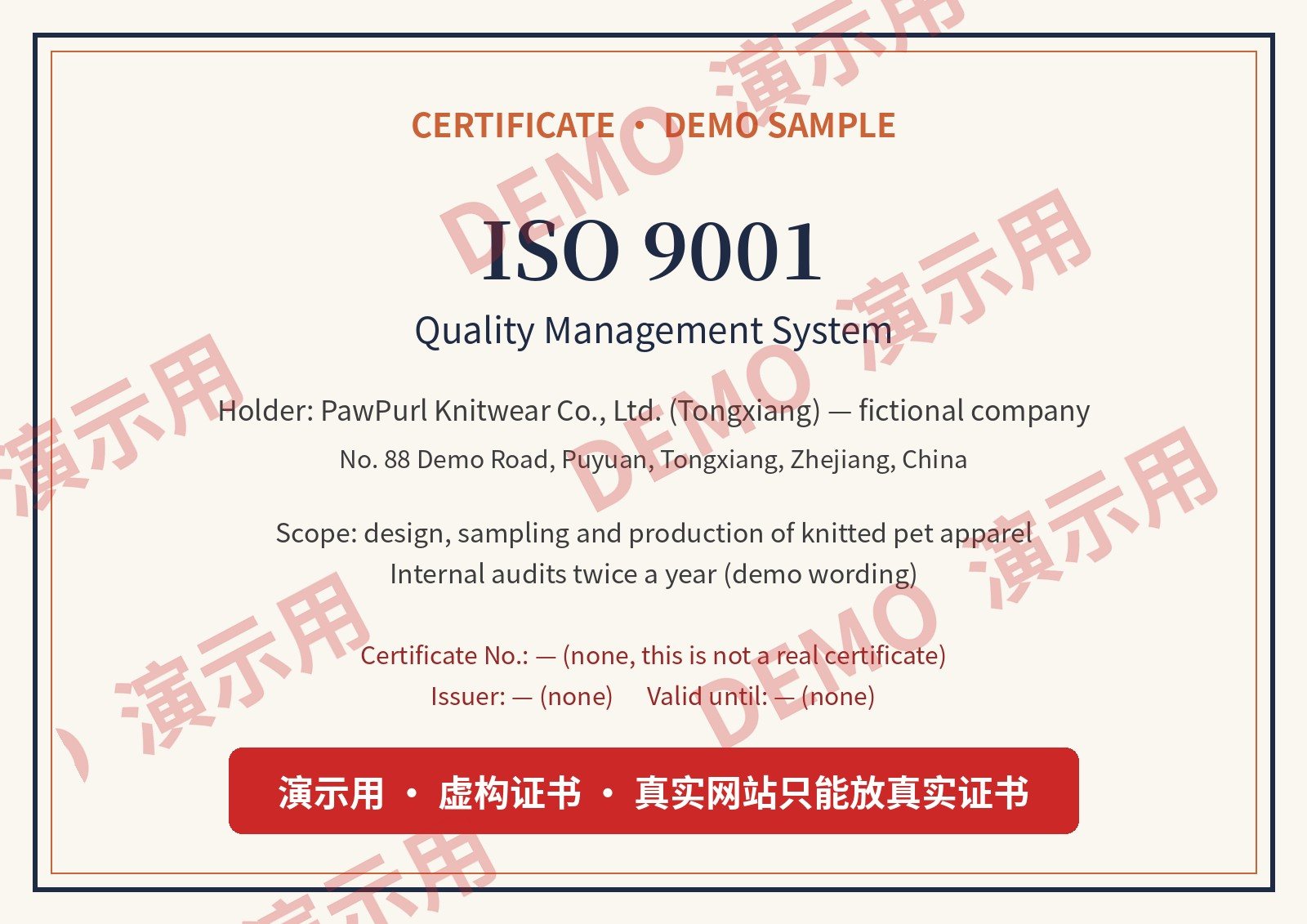 ISO 9001 certificate (DEMO)
