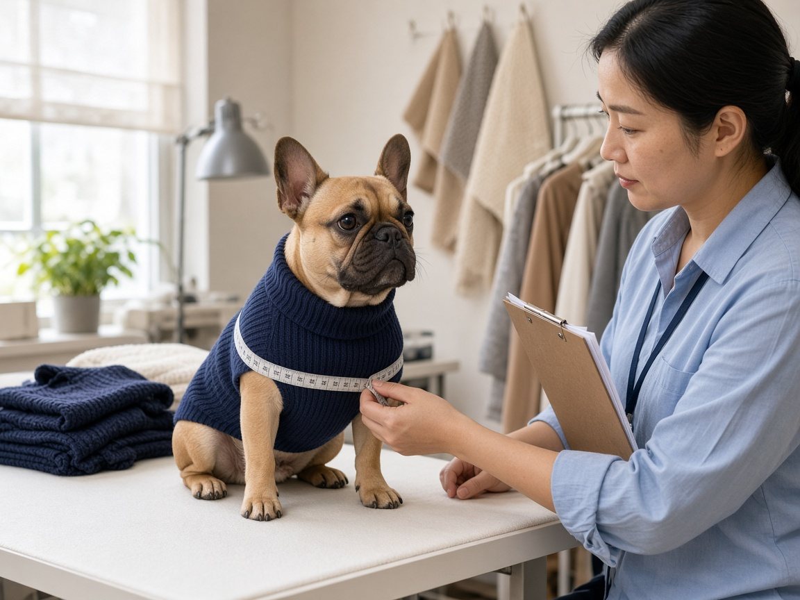 Measuring a French bulldog's chest