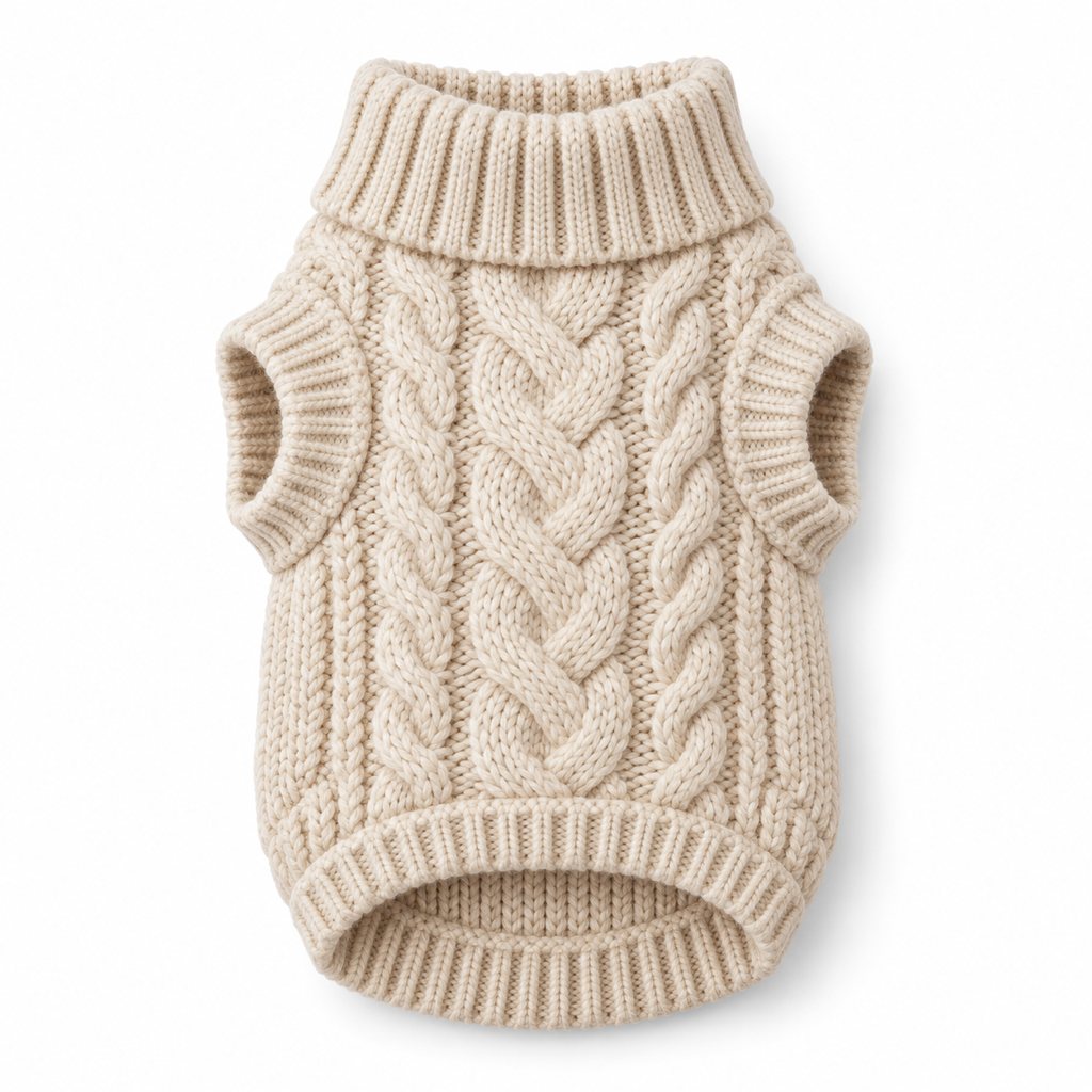 Cable knit dog sweater